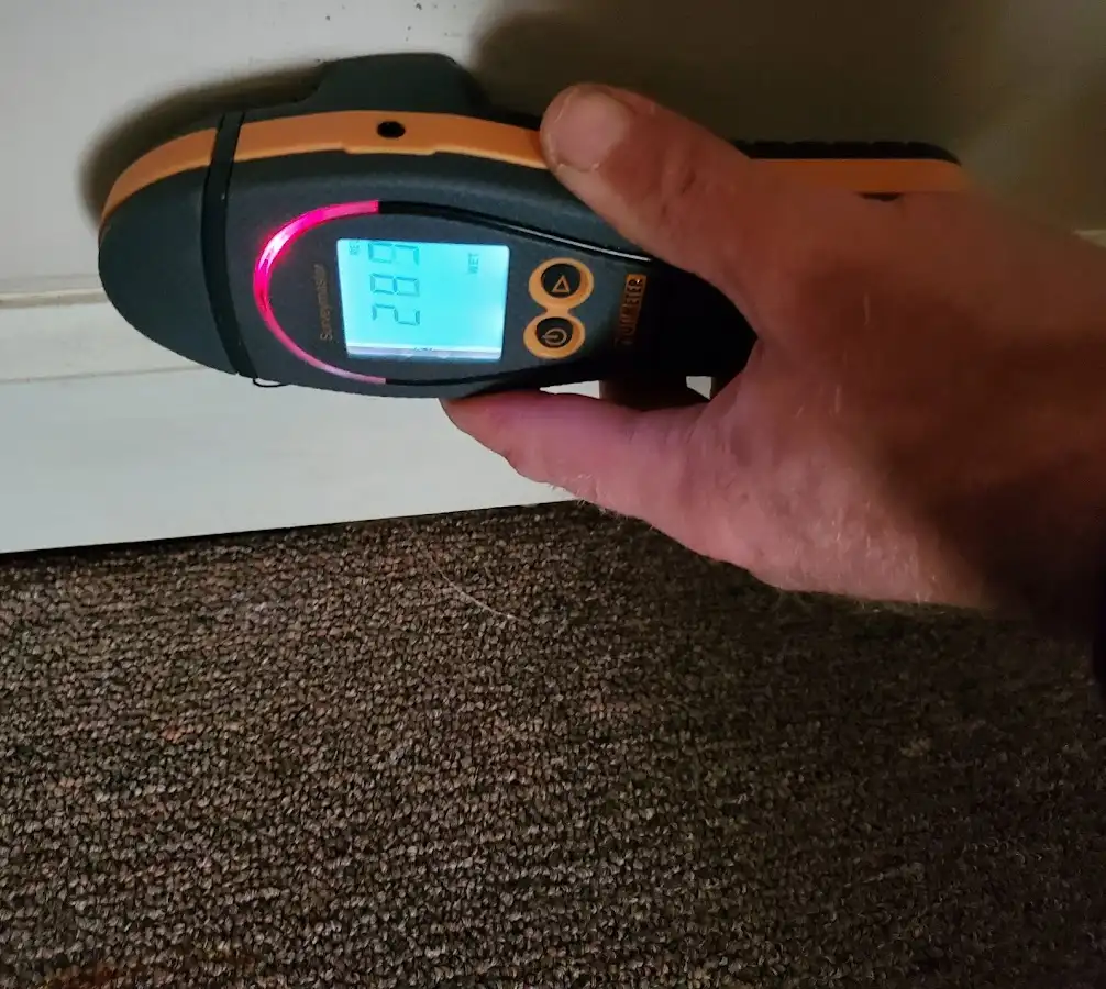 Moisture detection at baseboard during Mold Inspection & Testing in Barre